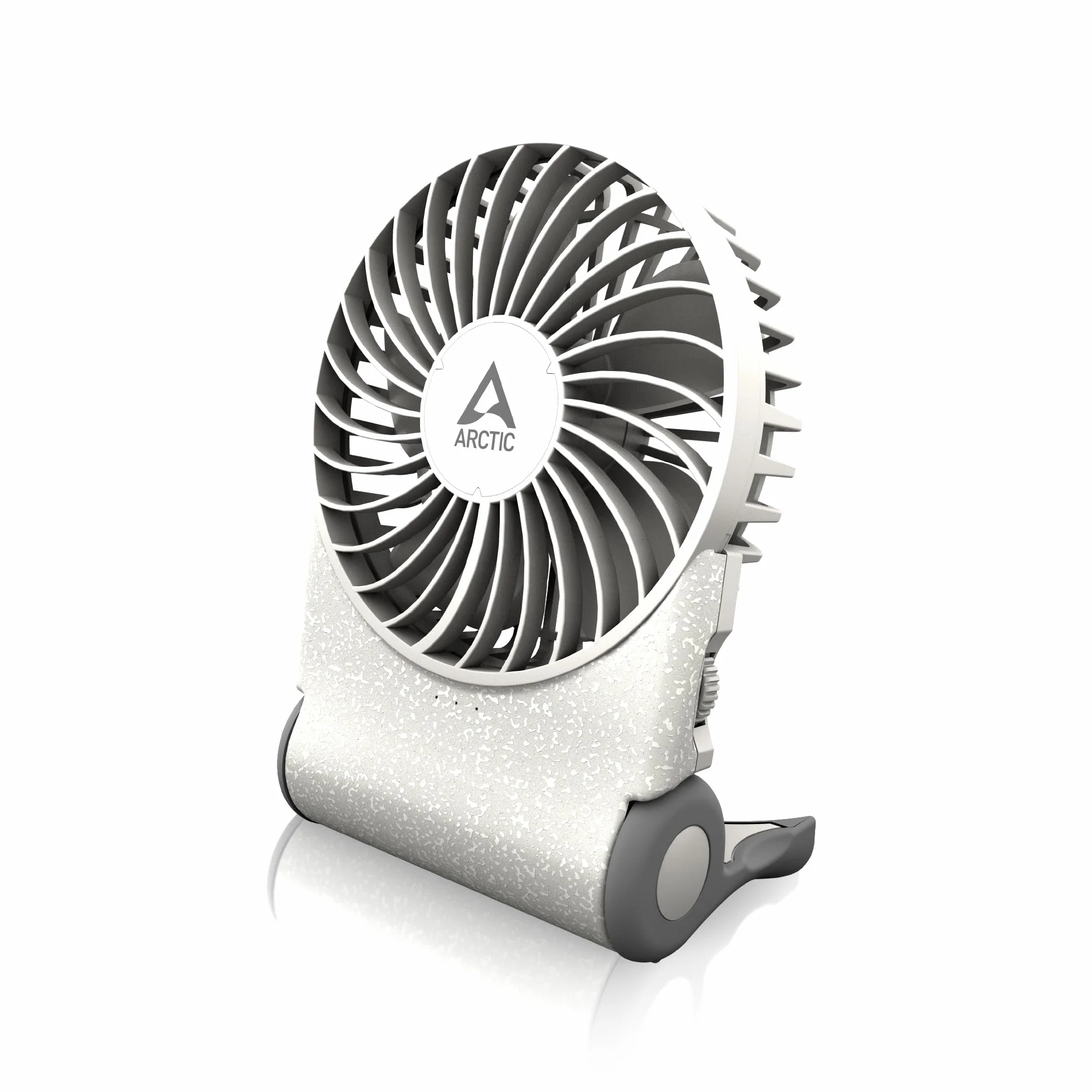 ARCTIC Summair 2Go (White) - Wentylator Kieszonkowy z Akumulatorem i Stojakiem, Bezstopniowa Regulacja Prędkości, Czas Pracy 4-70 h, Połączenie USB-C (w tym Kabel USB-A) - Biały