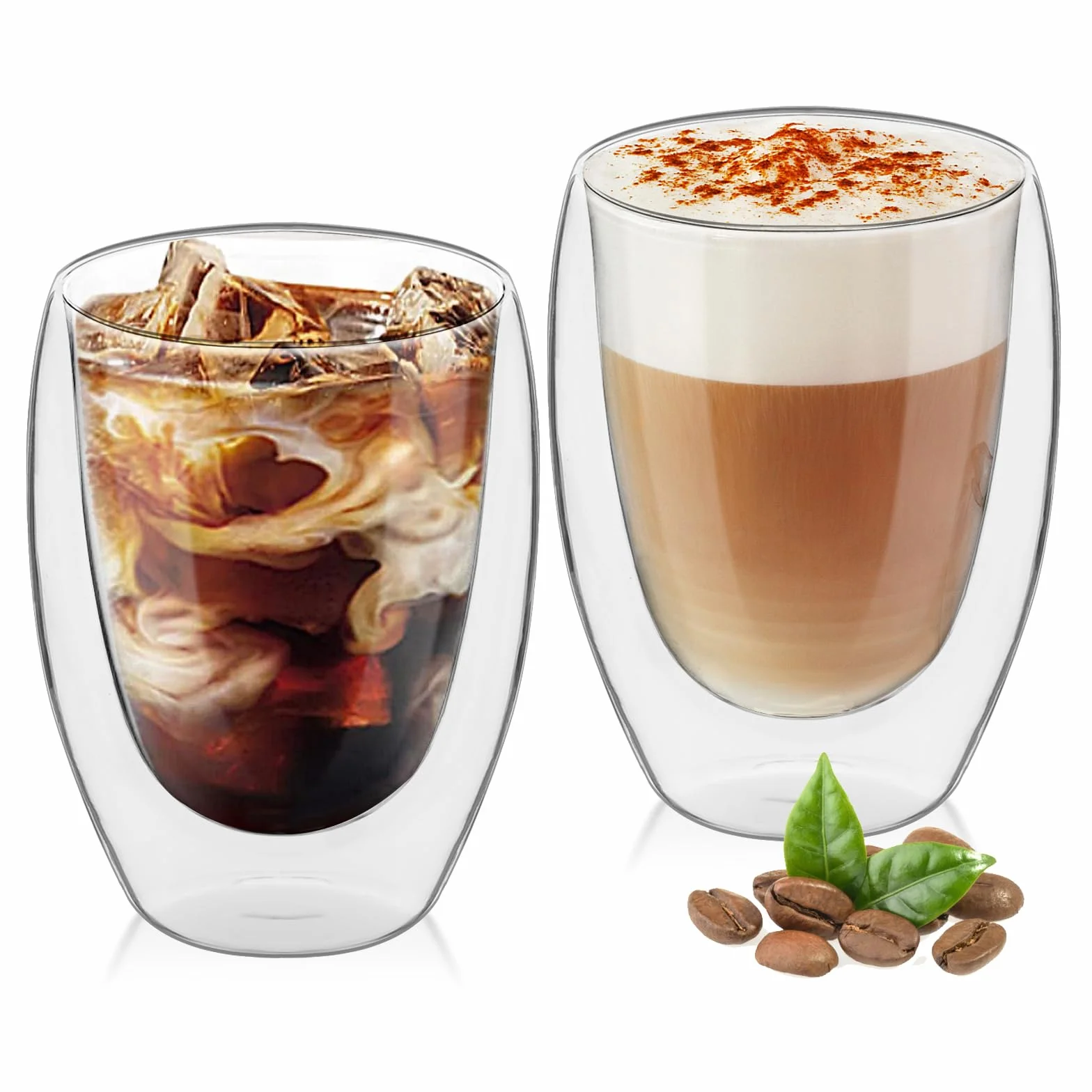 MumdoYAL Podwójnie izolowane szklanki do latte macchiato, stylowe i praktyczne (2 x 350 ml)