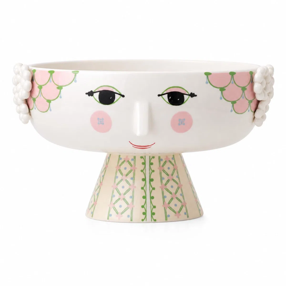 Bjørn Wiinblad Eva głowa kobiety miska na nóżce z porcelany w kolorze Soft Pink, rozmiar: 14,5 x 24 cm, 54043