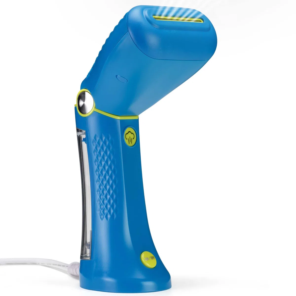 Conair GSC24BLE Pionowa prasownica podróżna z mocną parą, wielonapięciowa, regulowana głowica parowa, 20 g/min, zbiornik 80 ml, składany wieszak podróżny w zestawie, kabel 2,4 m, niebieski