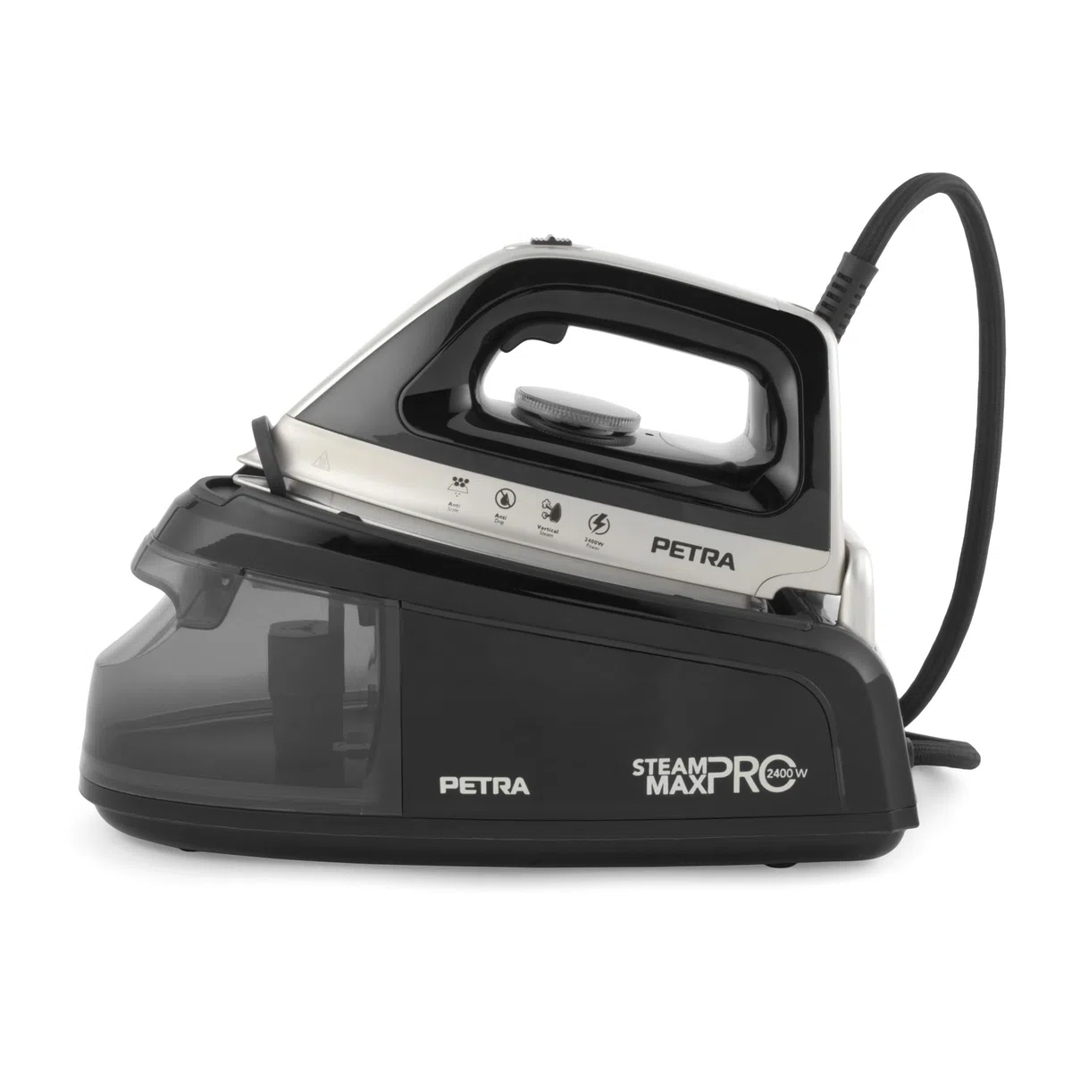 Petra PF01137VDE Steam Ironing Station – 1.2L Removable Water Tank, 2400W, 2M Cord With Built-In Storage, Ceramic Soleplate, Anti-Drip & Calc Functions, Vertical Steam For Curtains & Hanging Garments