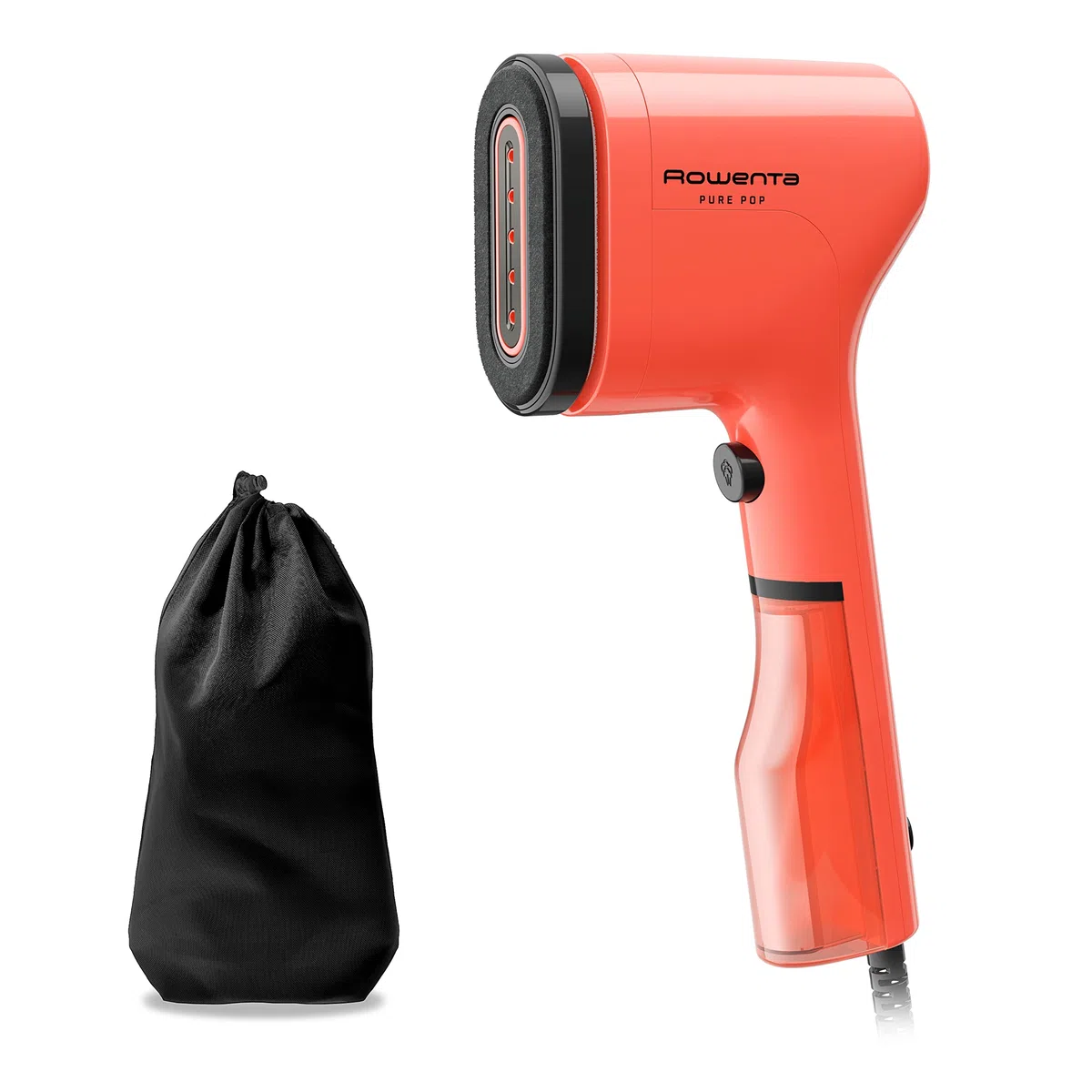 Rowenta Pure Pop DR2022 pionowe żelazko parowe, przenośne żelazko parowe, urządzenie do prasowania i dezynfekcji ubrań, z systemem odwracalnym, szybkie nagrzewanie, moc 1300 W, kolor koralowy czerwony